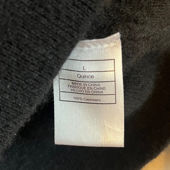 Quince Womens Black 100% Cashmere V-Neck Long Sleeve Knit Sweater Size Large - Picture 4 of 5